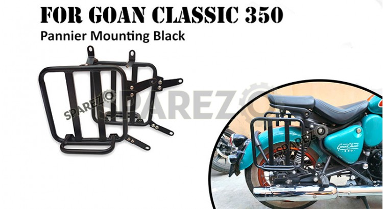 Fit For Royal Enfield Goan Classic 350 Pannier Mounting Black - SPAREZO